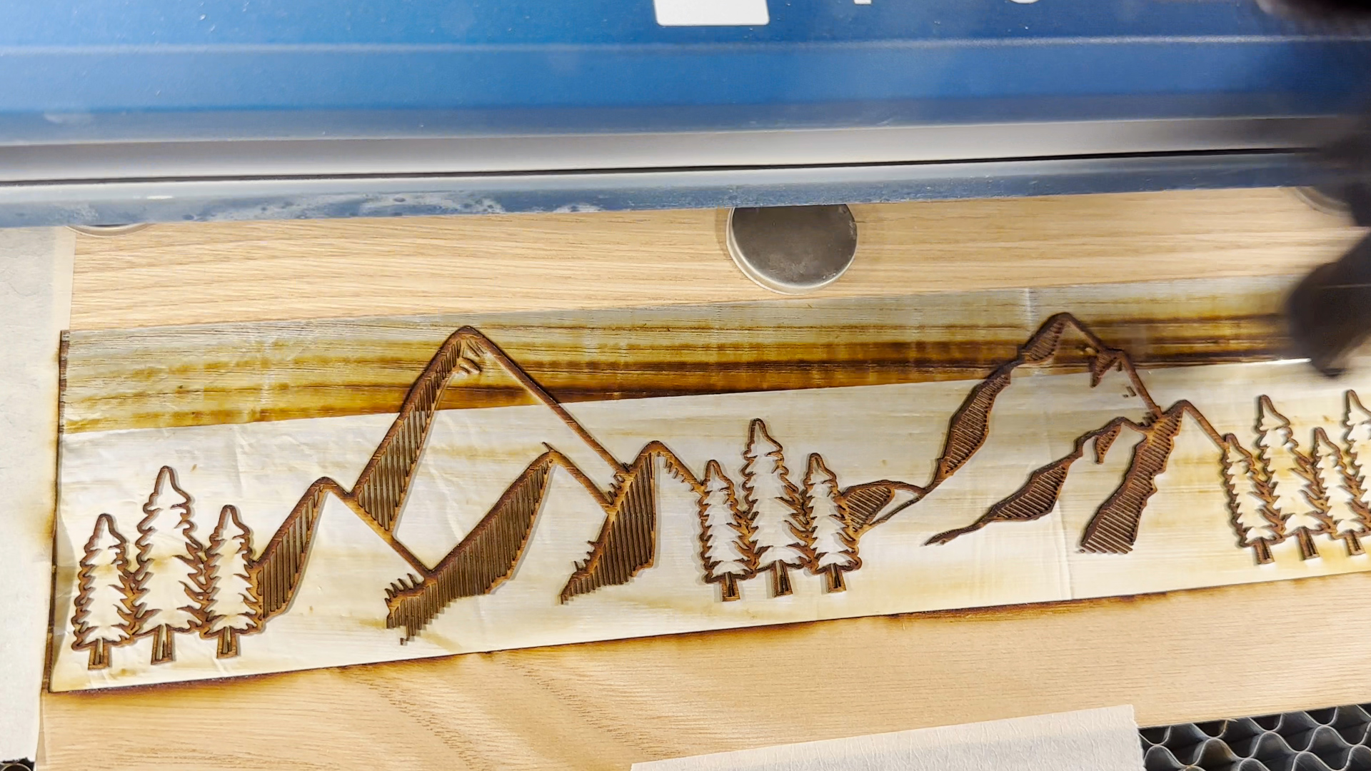 Laser engrave wooden veneer