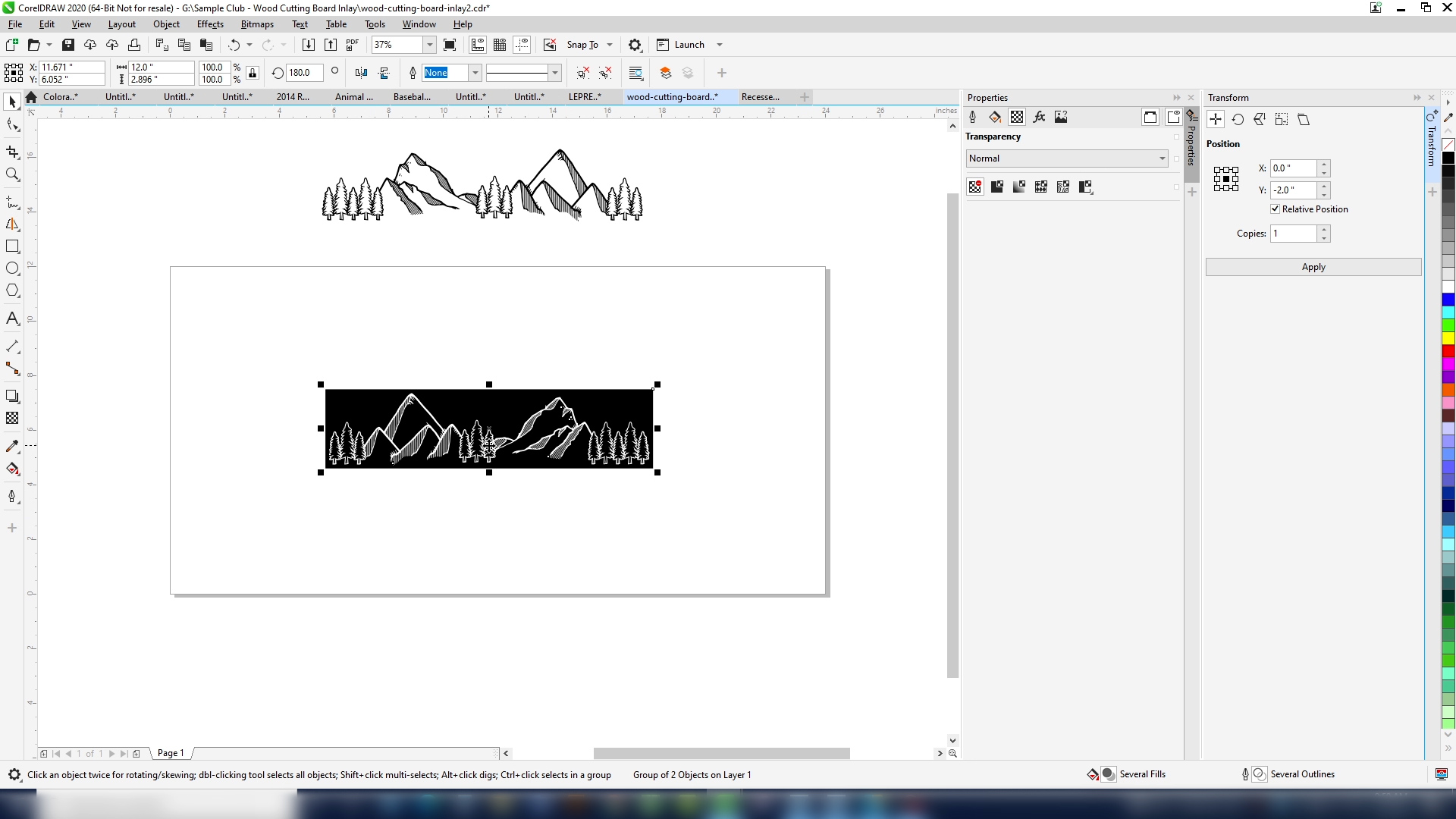 Select artwork to laser engrave veneer